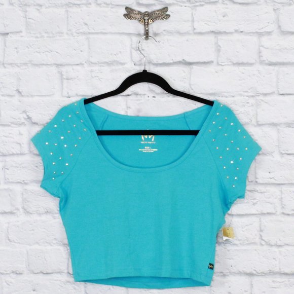 Nicki Minaj Tops - NICKI MINAJ Gold Studded Cropped Top Tee Shirt L